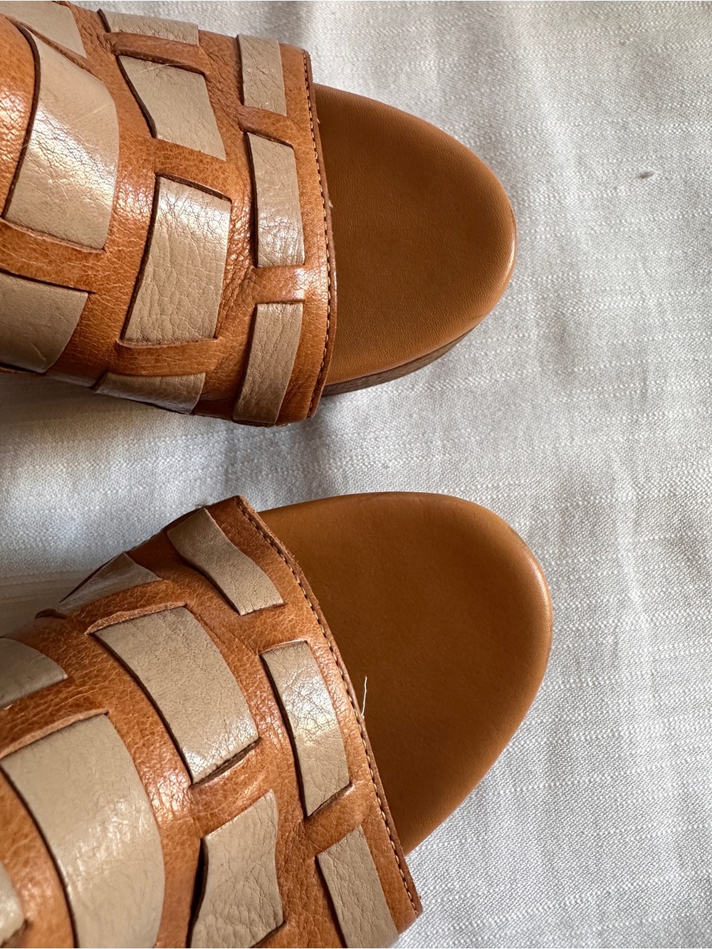 Kork-Ease Charissa Two-Tone Woven Leather Platform Clogs Mules | 9 - Picture 12 of 12